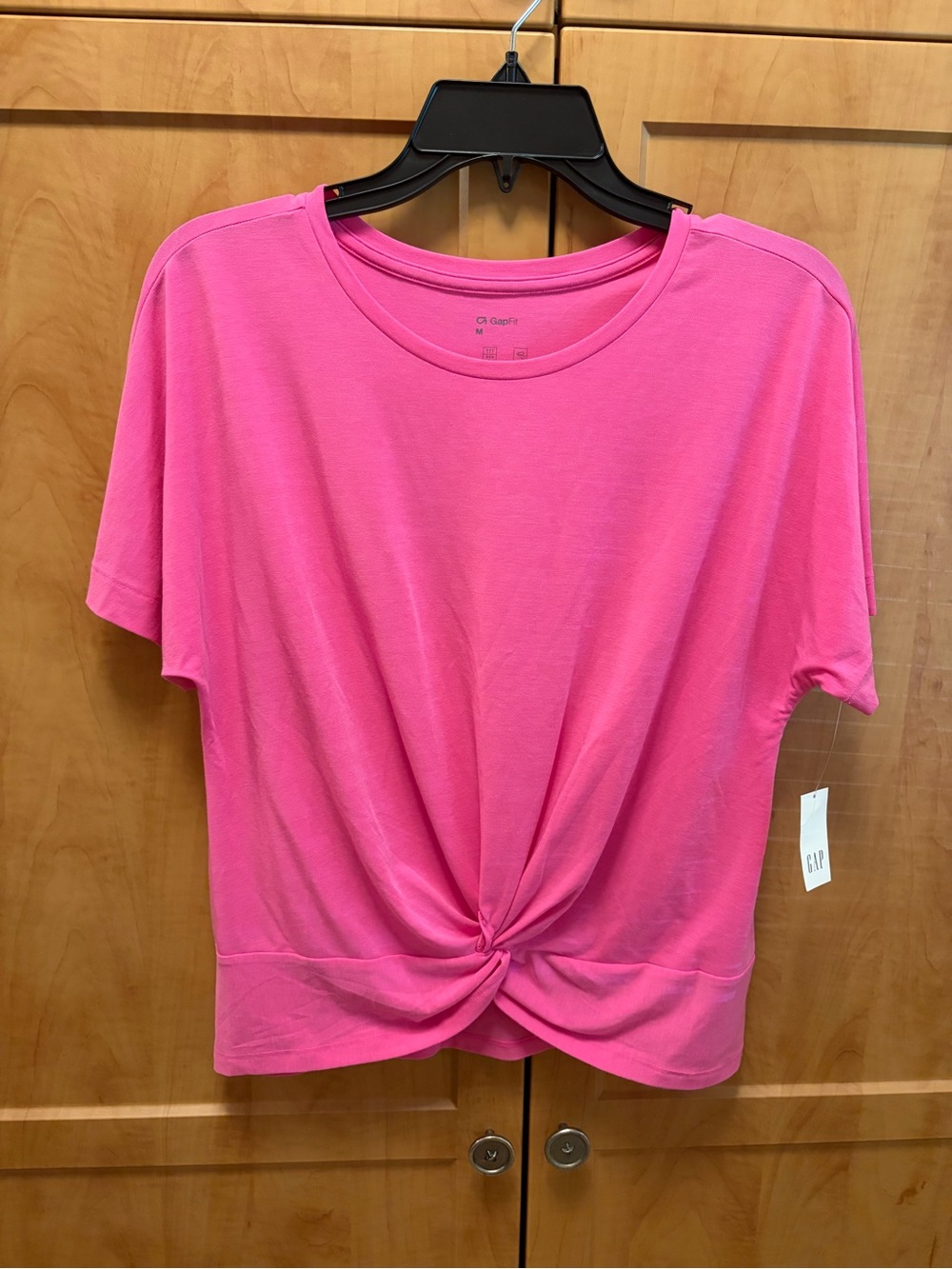 GAP Bright Pink Twist-Knot Short Sleeve Top